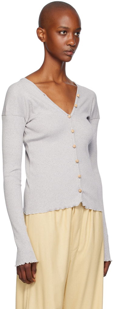 Sveter Baserange Tav Ribbed Knit Cardigan Šedá | TOTVC-RC-WI24, 1