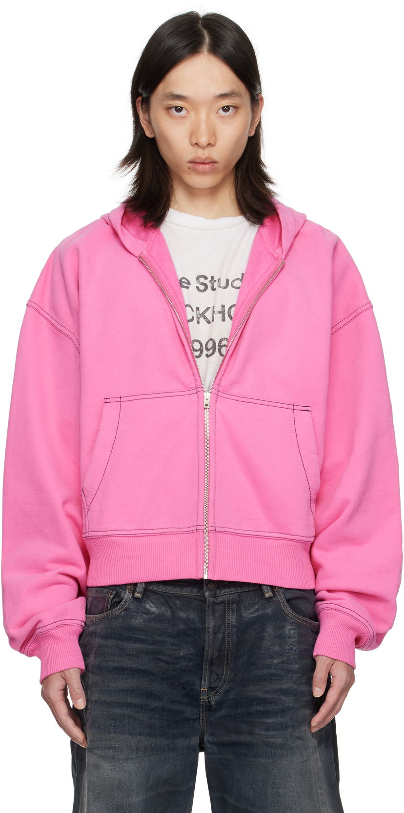 Mikina Acne Studios Acne Studios Zip-Up Hoodie Ružová | CI0208-