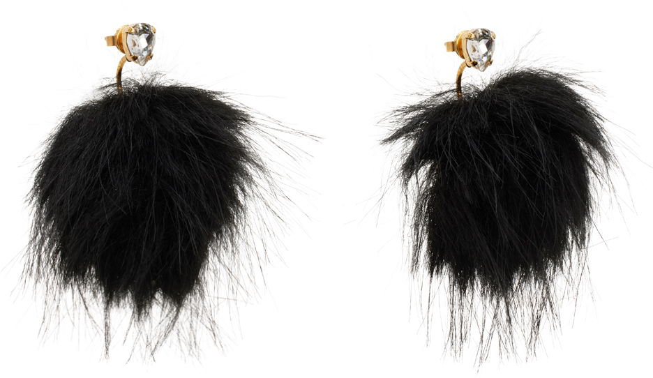 Náušnice Simone Rocha Simone Rocha Crystal Stud Pompom Earrings Čierna | ERG505 1090, 1
