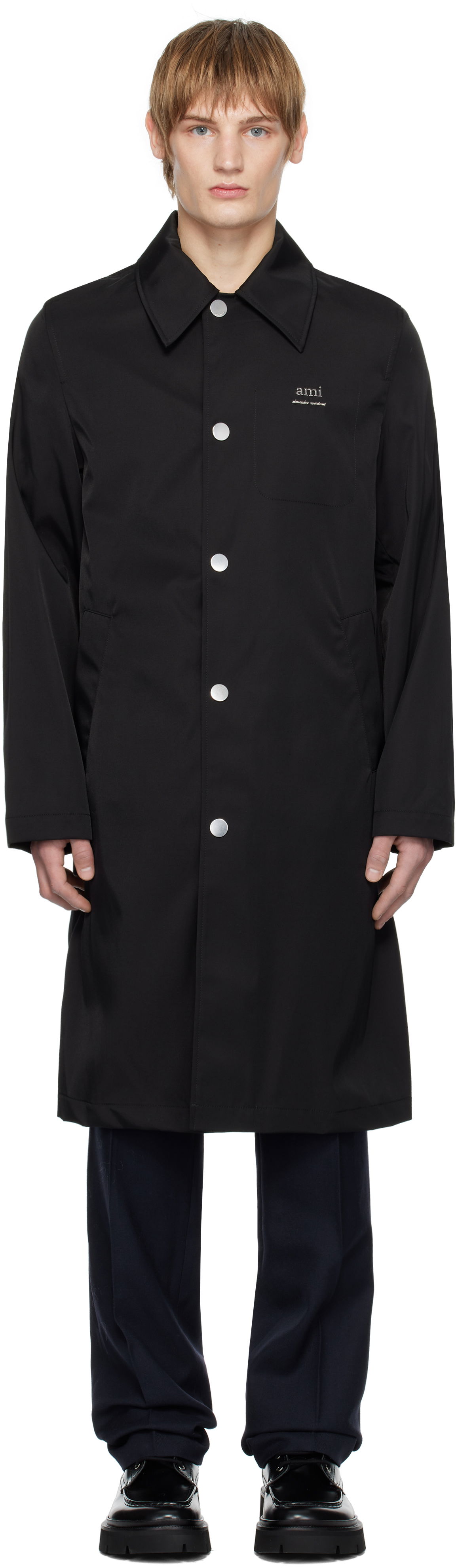 Trenčkot AMI Black 'Alexandre Mattiussi' Raincoat Čierna | UJK542.PA0007, 0