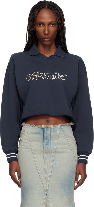 Sveter Off-White Embroidered Script Polo Sweater Navy | OWBA07BF25FLE0024C19, 0