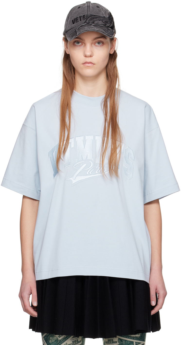 Tričko VETEMENTS VTMNTS Embroidered Logo T-Shirt Modrá | VL20TR280L, 0