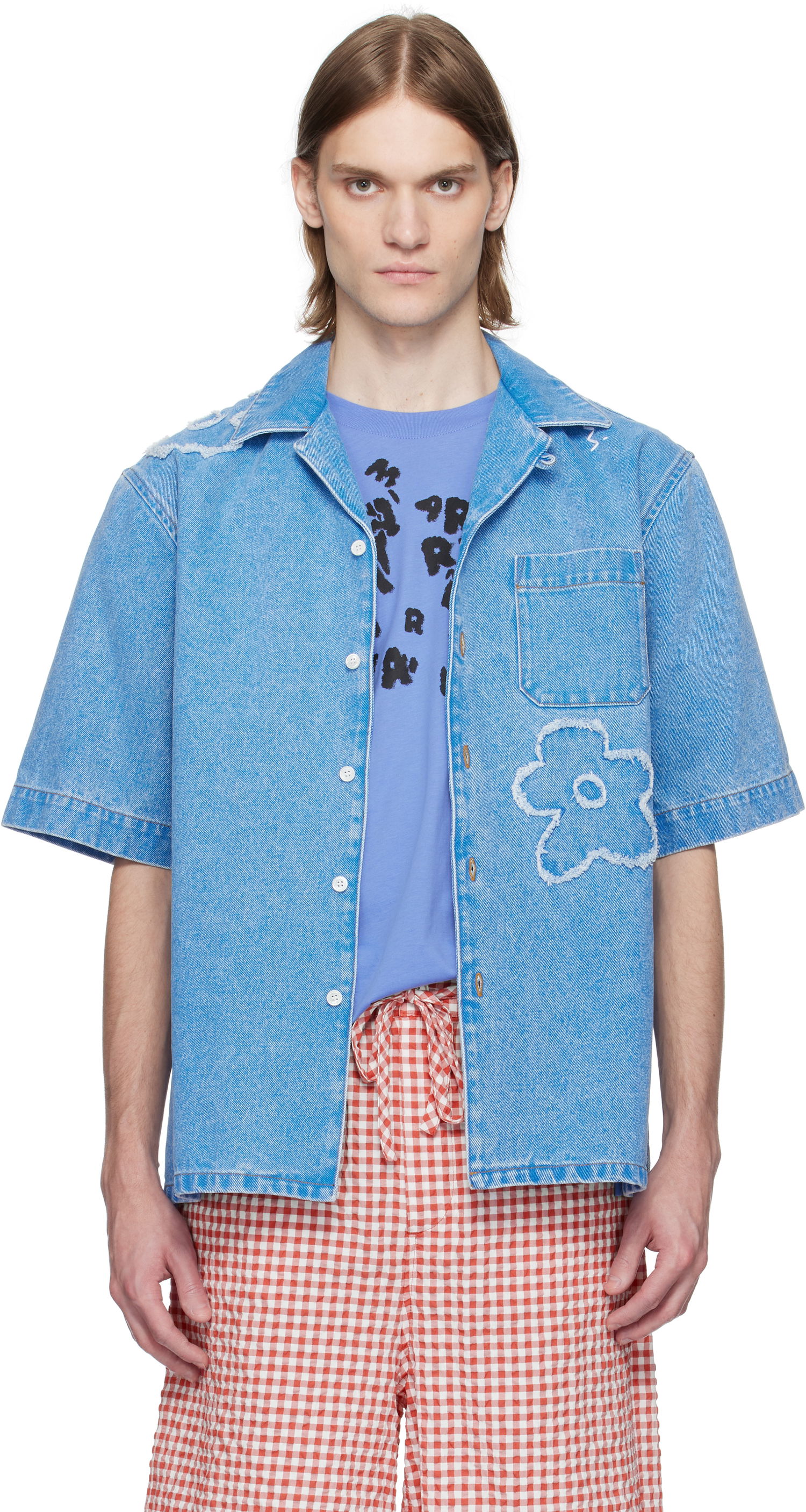 Košeľa Marni Marni Bowling Denim Shirt Modrá | CUJU0017QS USCX34, 0