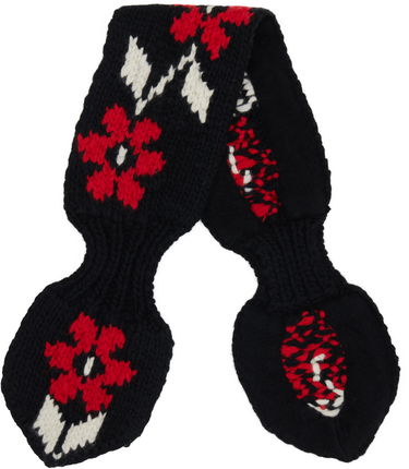 Šál YMC YMC Slot Flower Knit Scarf Čierna | QSXMD, 0