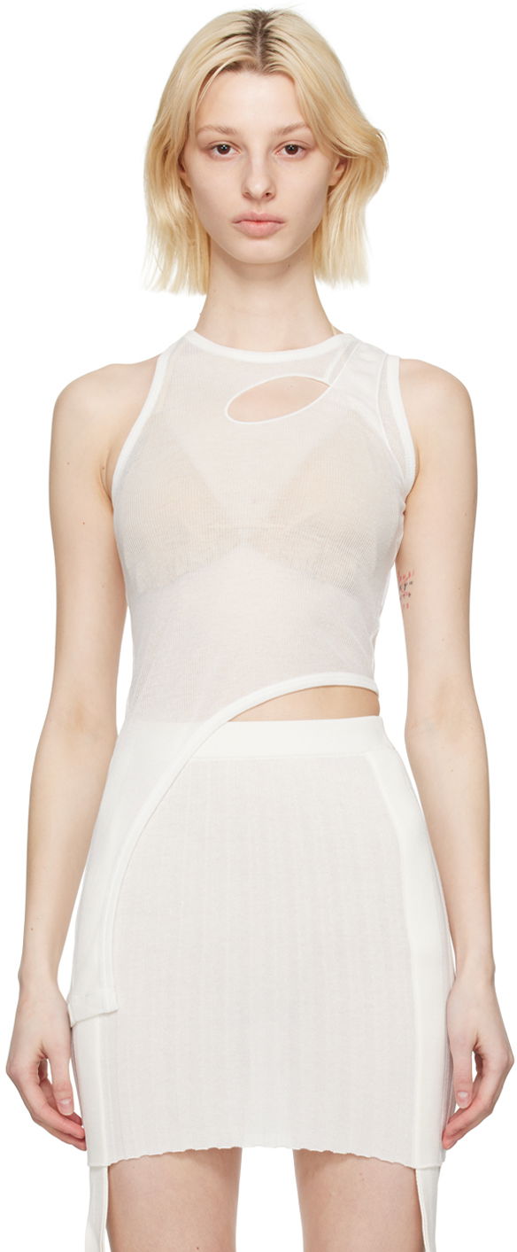 Tielko Dion Lee Bone Merrow Asymmetrical Tank Top Biela | C3133S23, 0