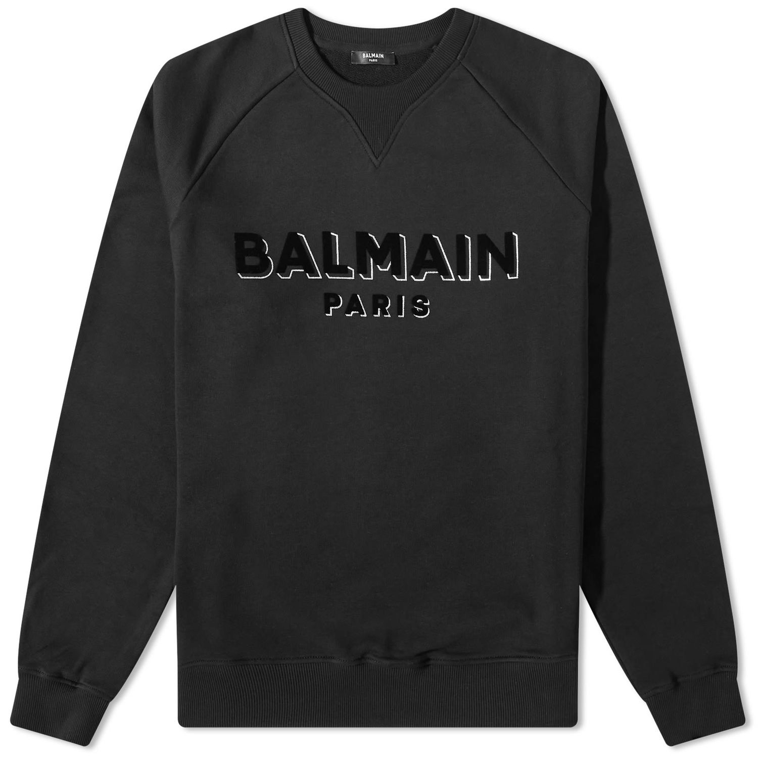 Mikina Balmain Flock & Foil Paris Logo Crew Sweat Čierna | BH1JQ005BB99-EJO, 0