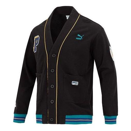 Sveter Puma Team Badge V-neck Jacket Čierna | 677374-01