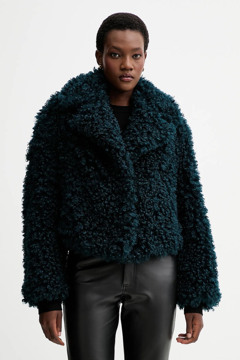 Bunda STAND STUDIO Samara Curly Faux Fur Jacket Tyrkysová | 61701.9406