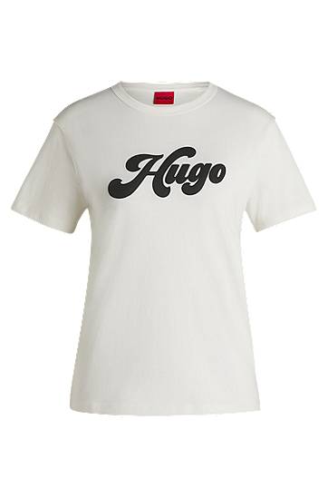 Tričko BOSS HUGO Cotton Jersey T-Shirt with Retro Logo Biela | 50539101, 0