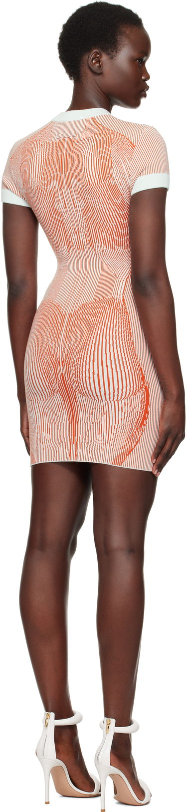 Šaty Jean Paul Gaultier Jean Paul Gaultier 'The Morphing Pinstripes Jacquard' Minidress Oranžová | 25/33-F-RO374-M084-4215, 2