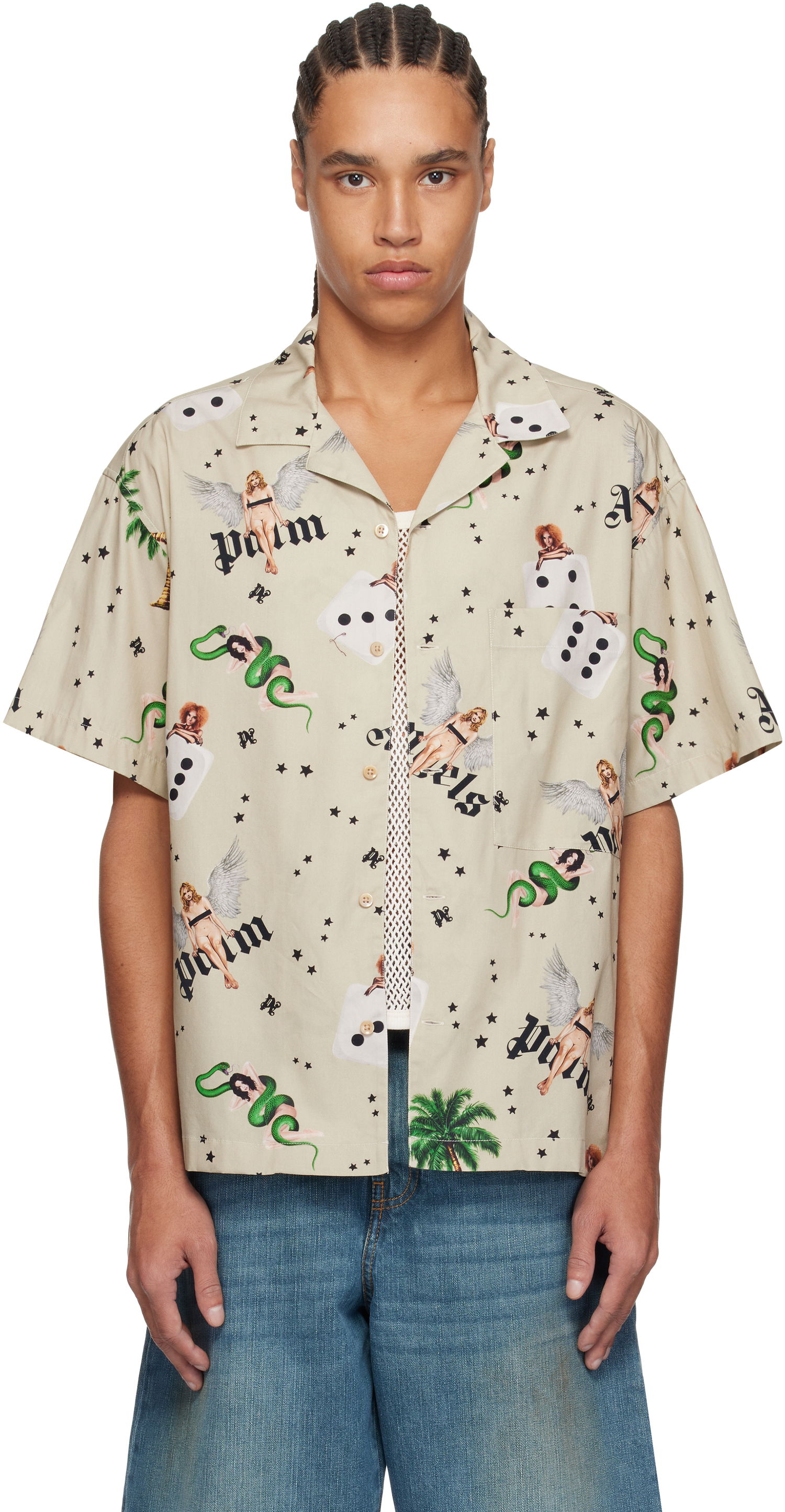Košeľa Palm Angels Palm Angels Pin Up Bowling Shirt Béžová | PMGG00AS25FAB0050B84, 0