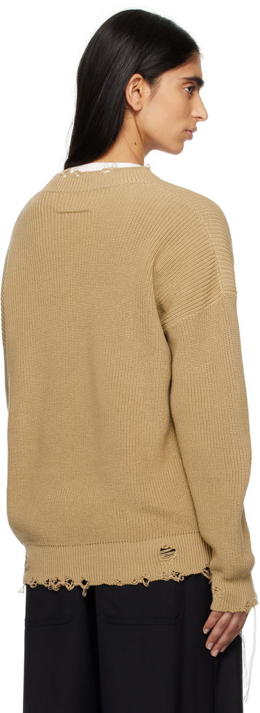 Sveter Maison Margiela MM6 Maison Margiela Eaten Knit V-Neck Sweater Béžová | SH0HN0001 M13089, 2