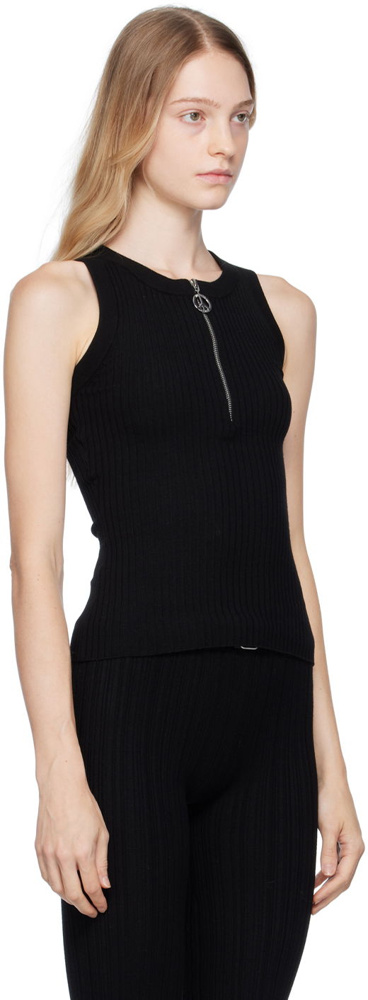 Moschino Jeans Half-Zip Ribbed Knit Tank Top