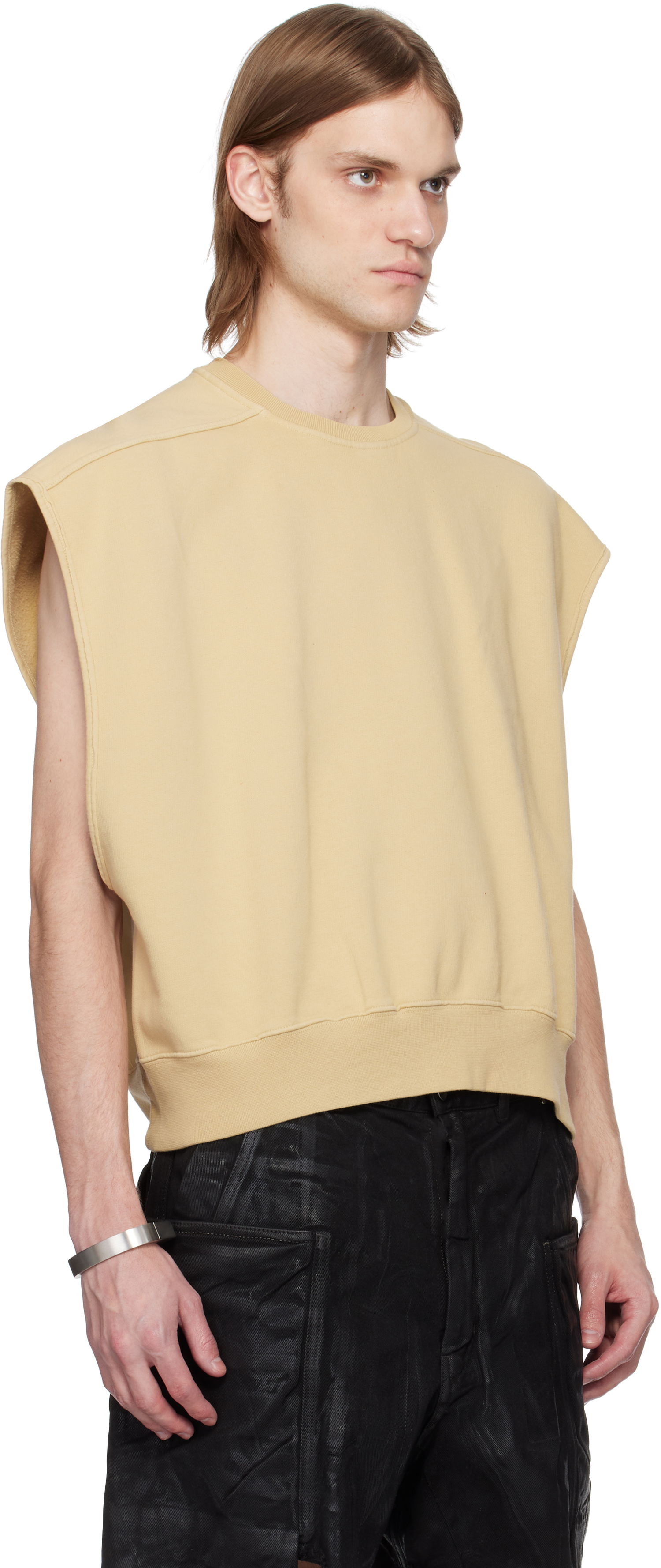 Sveter Rick Owens Rick Owens DRKSHDW Hollywood Jumbo Tatlin Sleeveless Sweatshirt Béžová | DU01E3160 F, 1