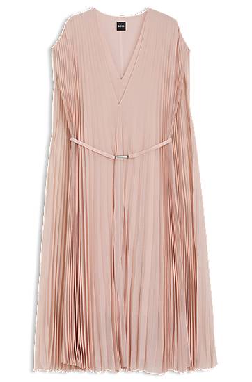 Šaty BOSS Pleated Chiffon Overlay Dress with Belt Ružová | 50548050, 0