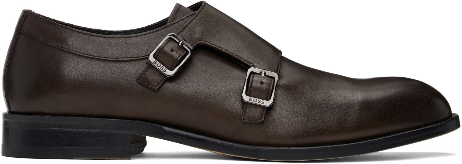 Oblečenie BOSS Leather Monkstraps with Flexible Sole Hnedá | 50536161, 0