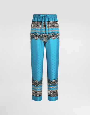 Pyžamo Dolce & Gabbana Dolce & Gabbana Silk Pajama Pants with Bandanna Print Tyrkysová | GVRMATGI927HT5IK, 0