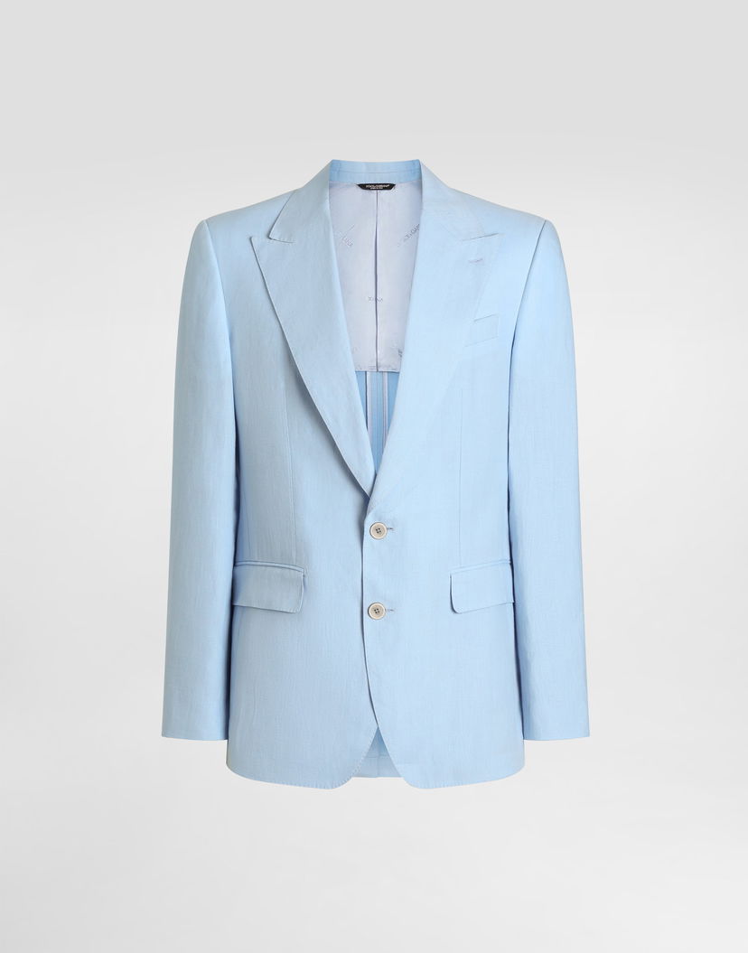 Bunda Dolce & Gabbana Dolce & Gabbana Sicilia Single-Breasted Linen Jacket Modrá | G2UR6TFU4JBB1581