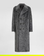 Long Double-breasted Fur-effect Coat