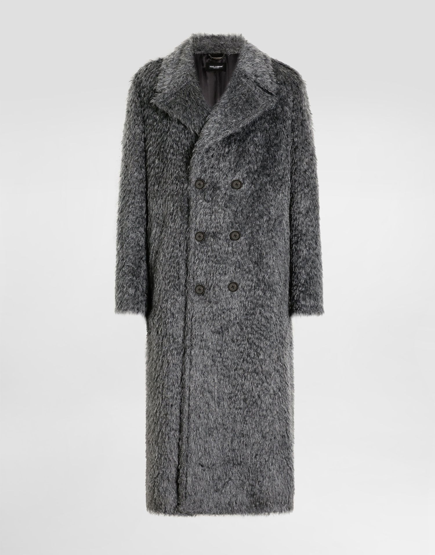 Kabáty Dolce & Gabbana Long Double-breasted Fur-effect Coat Šedá | G054CTFUZDDS8290, 0