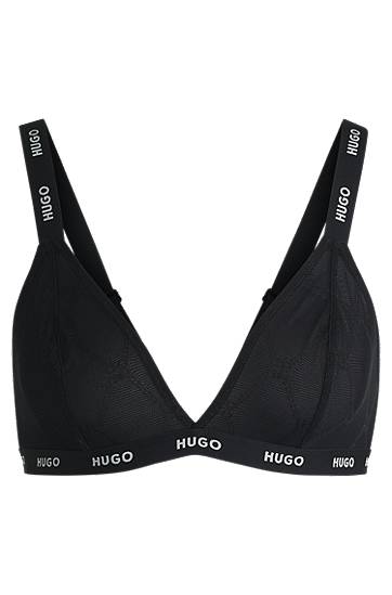 Podprsenka BOSS HUGO Signature-Lace Triangle Bra with Logo Čierna | 50535247, 0