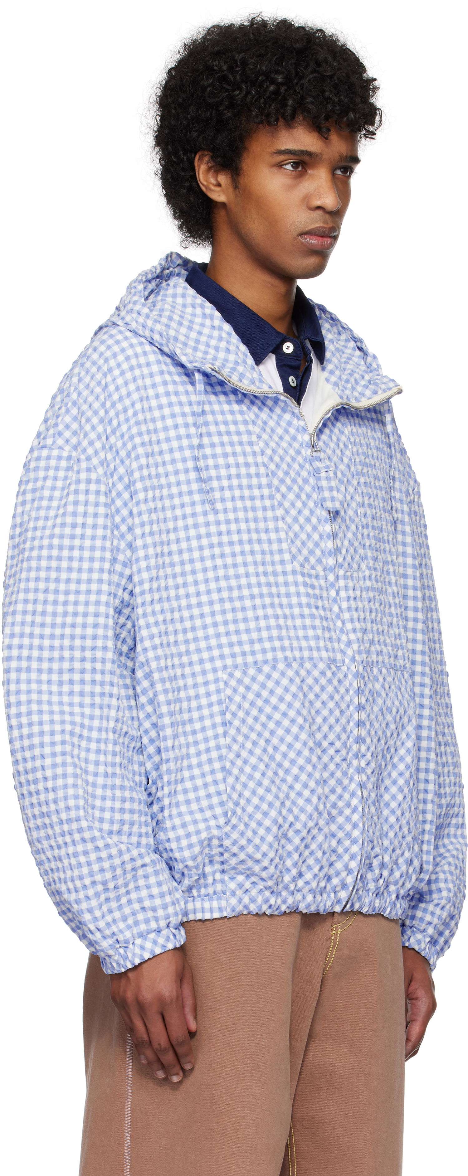 Vetrovka Marni Marni Gingham Seersucker Hooded Jacket Modrá | JUMU0179SU UTN929, 1