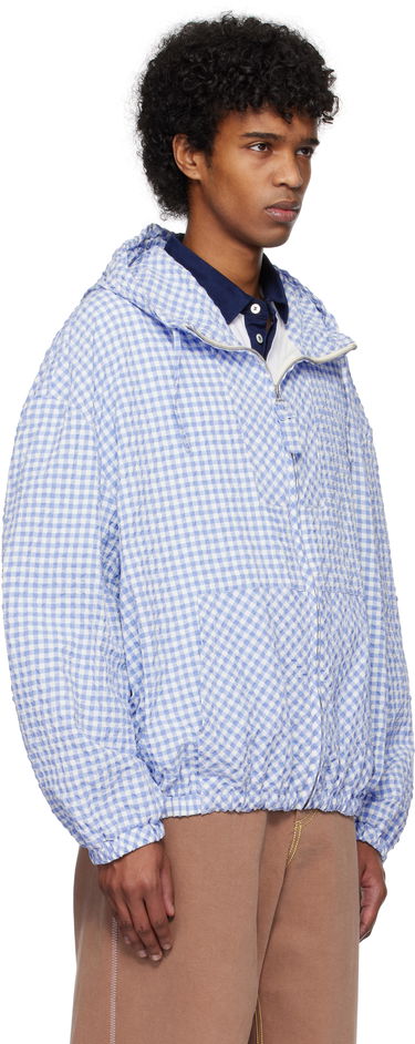 Vetrovka Marni Marni Gingham Seersucker Hooded Jacket Modrá | JUMU0179SU UTN929, 1