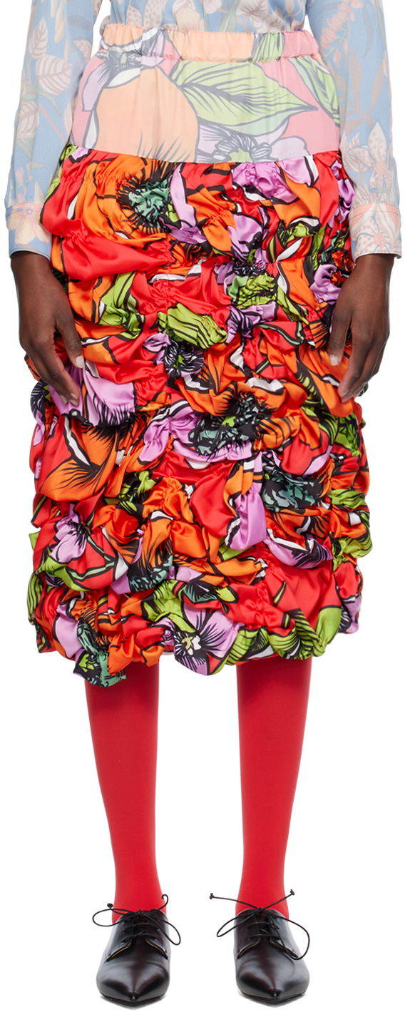 Sukňa Comme des Garçons Floral Print Midi Skirt Červená | GM-S013-051, 0