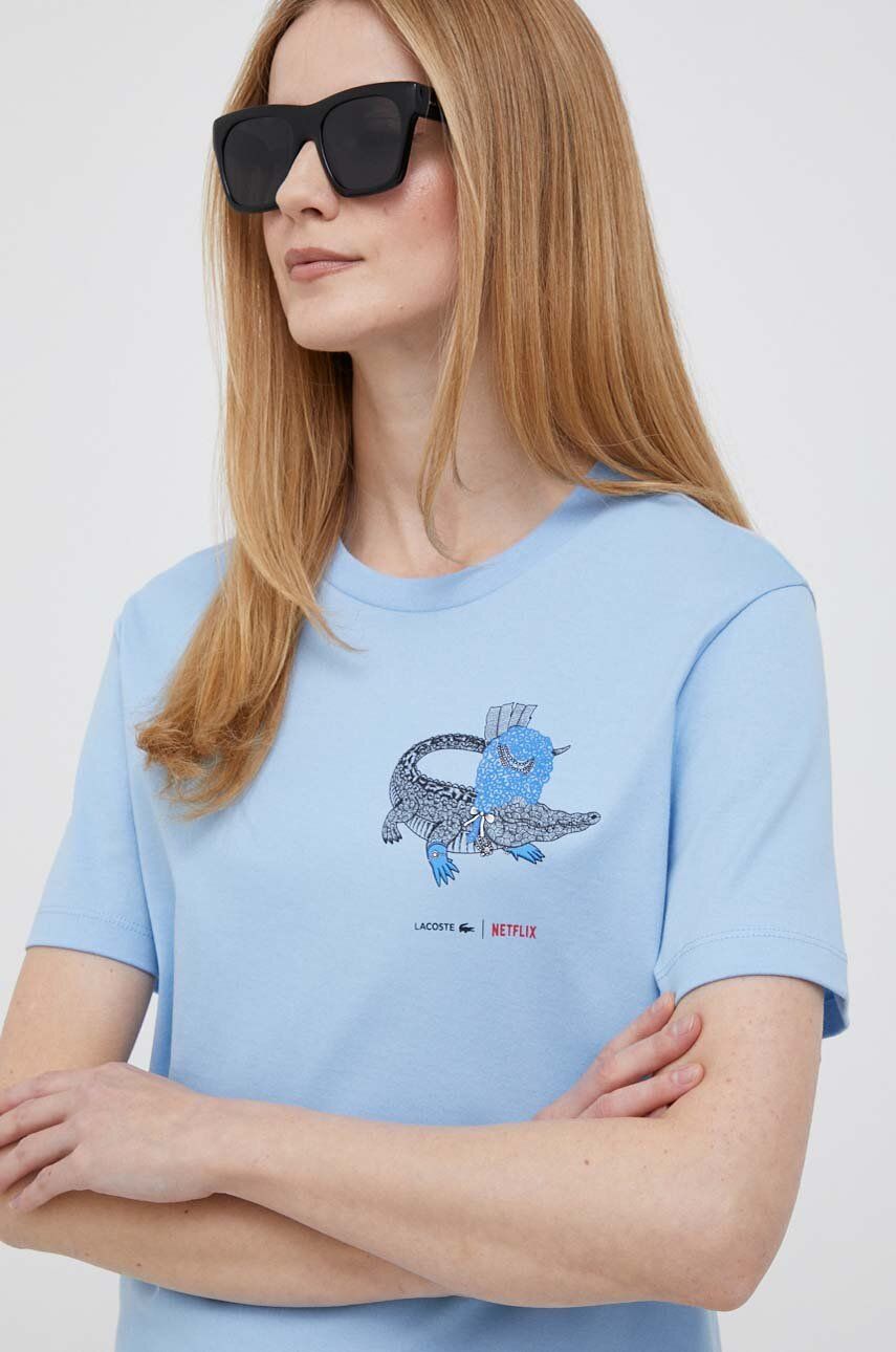 Tričko Lacoste x Netflix Organic Cotton Jersey T-shirt Modrá | TF7349, 0