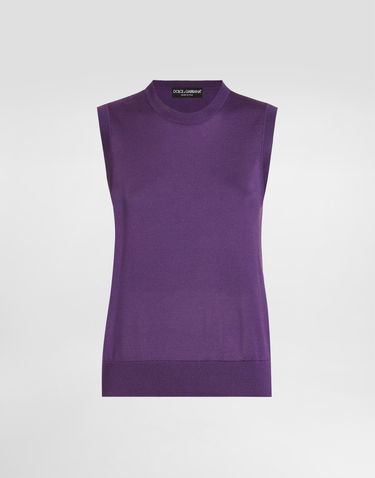 Tielko Dolce & Gabbana Dolce & Gabbana Silk Tank Top with Brooch Fialová | FXT02TJBSO1F0257, 0