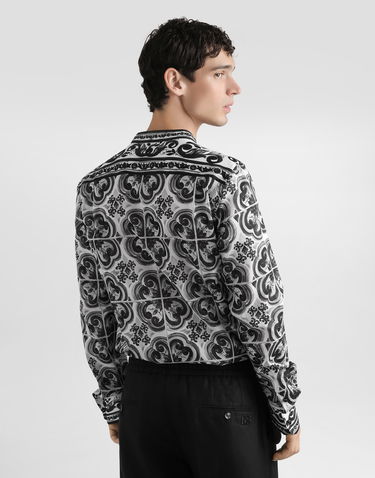 Košeľa Dolce & Gabbana Dolce & Gabbana Cotton Mandarin Shirt with Majolica Print Rôznofarebný | G5NI5THH5ELIU3TN, 2