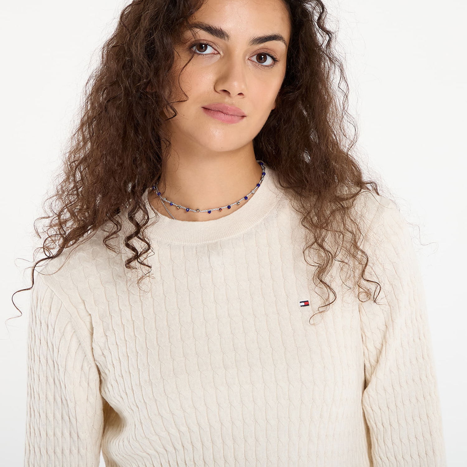 Sveter Tommy Hilfiger Tommy Hilfiger Cable Fine Knit Sweater Béžová | WW0WW44993-0F5, 1
