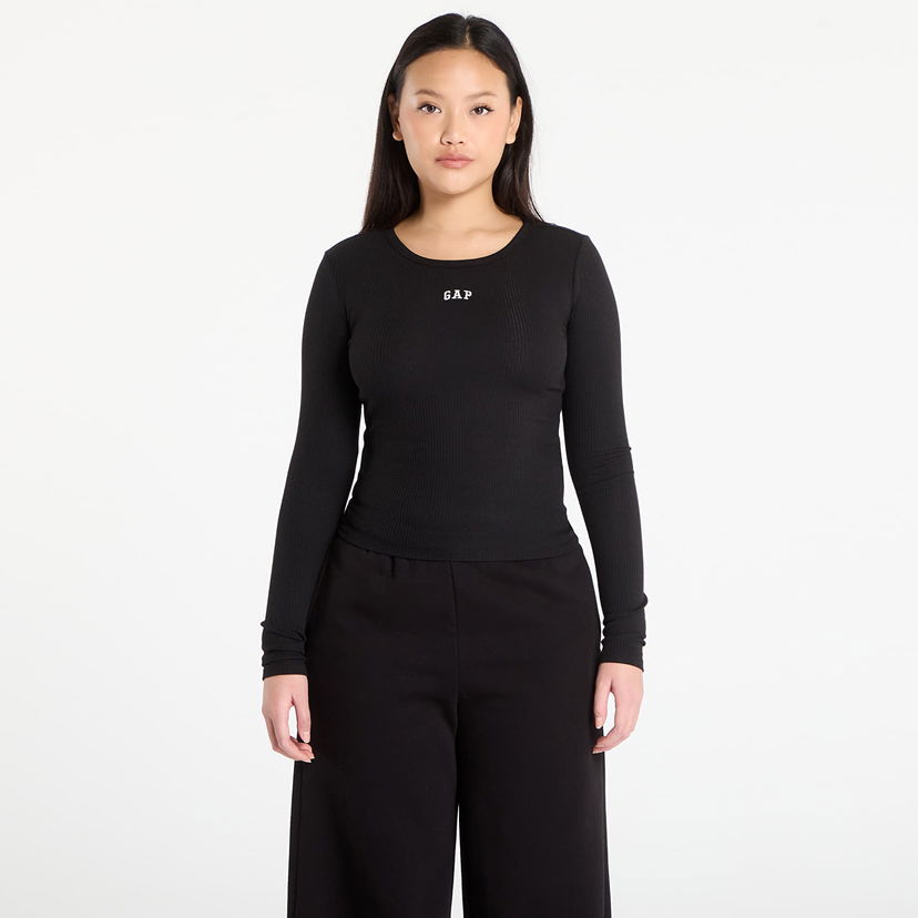 Tričko GAP Ribbed Logo T-Shirt Čierna | 805668-01