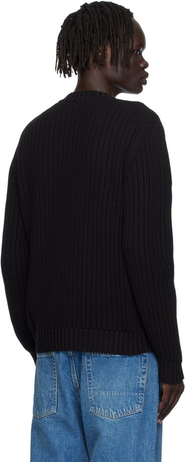 Sveter BOSS Hugo Embroidered-Logo Ribbed Knit Sweater Čierna | 50546863, 2