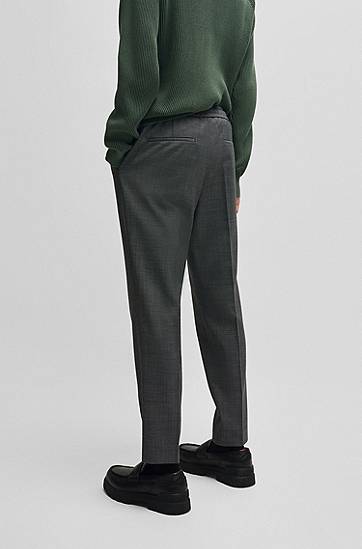 Nohavice BOSS Extra Slim Fit Micro-Patterned Stretch Trousers Šedá | 50531947, 1
