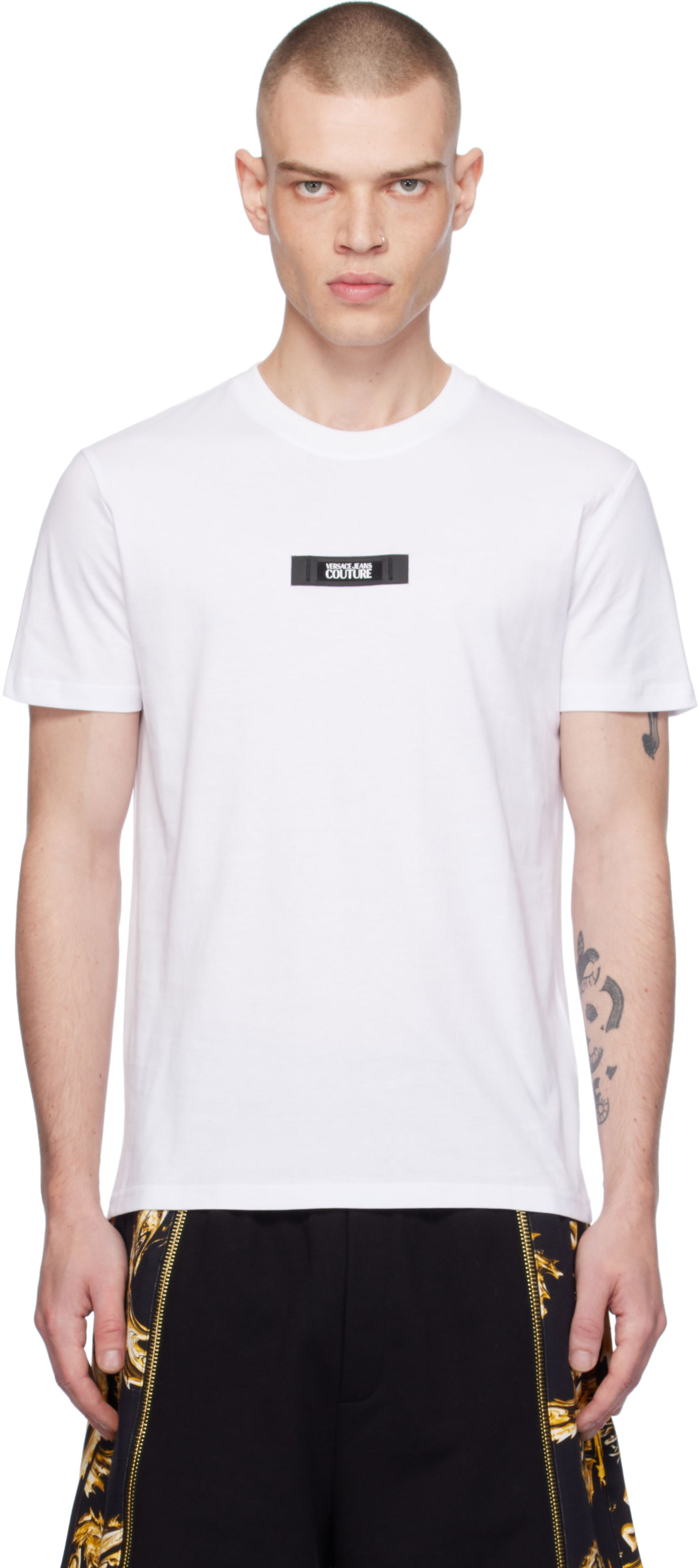 Tričko Versace White Patch T-Shirt Biela | E77GAH6S3_EJ0001, 0