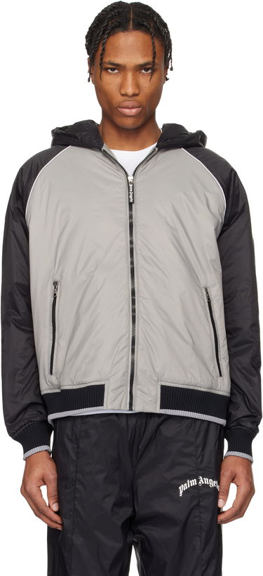 Bomber bunda Palm Angels Palm Angels Curved Logo Windbreaker Jacket Šedá | PMEA289S25FAB0010910, 0