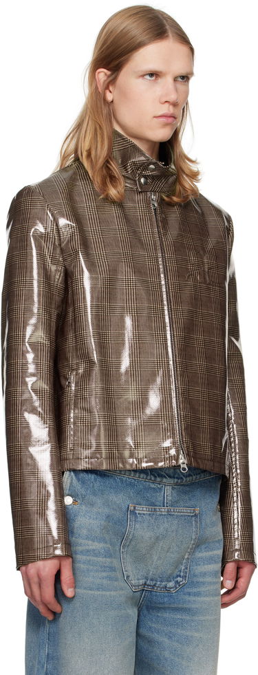 Bunda Courrèges Courrèges Prince Of Wales Vinyl Biker Jacket Hnedá | 324CBL195VY0023, 1