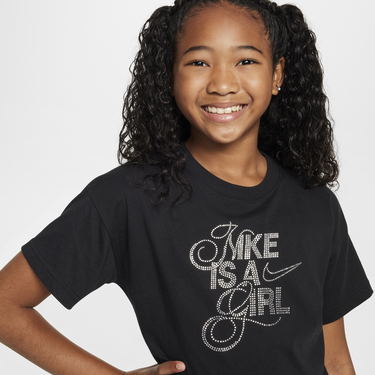 Crop Top Nike Nike Sportswear Girl's T-Shirt Čierna | HF5986-010, 2
