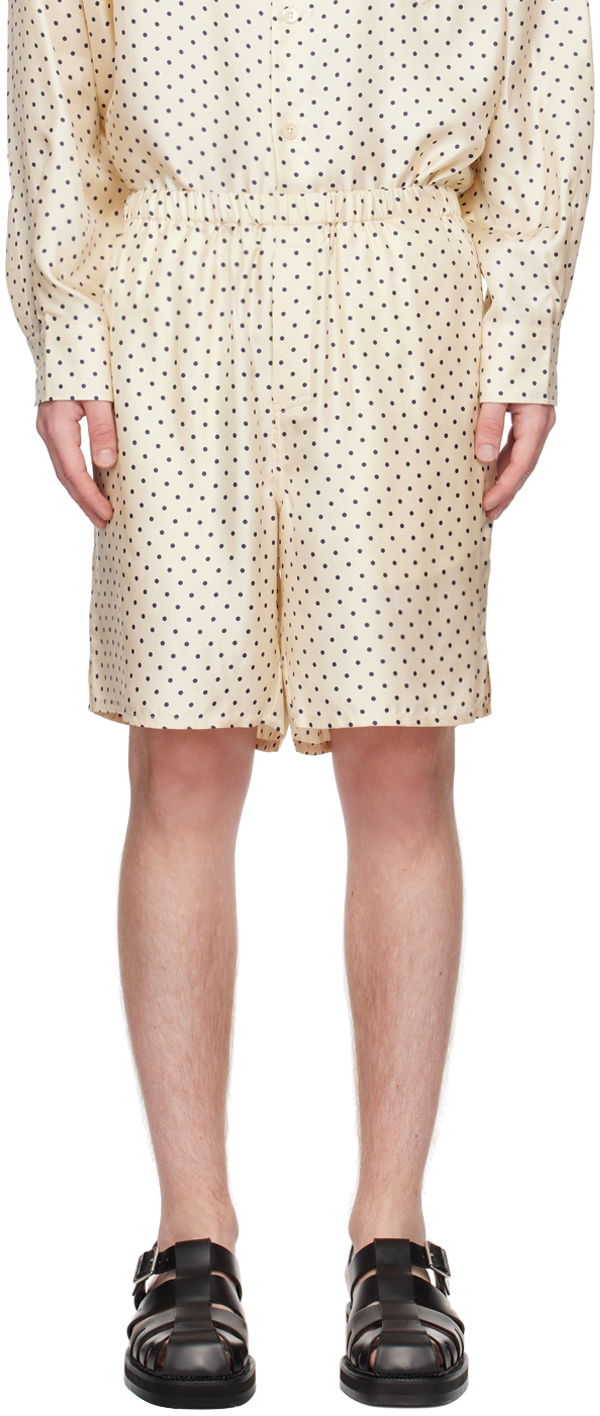 Šortky AMI Polka Dot Shorts Béžová | USO301.SE0002, 0
