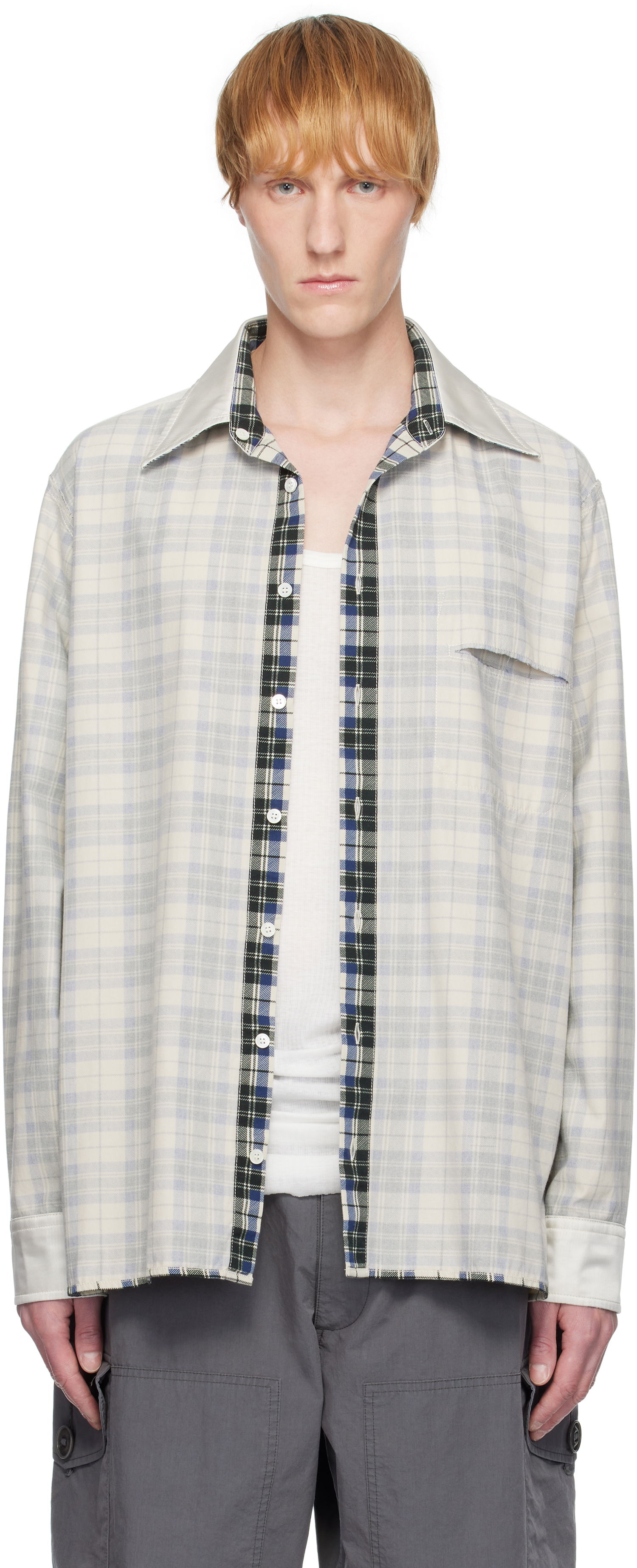 Košeľa Maison Margiela MM6 Maison Margiela Checkered Placket Shirt Biela | SH2DT0016 M35444, 0