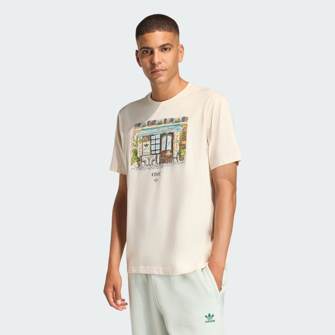 Tričko adidas Performance Rome Shop Graphic Tee Béžová | HY2070, 0