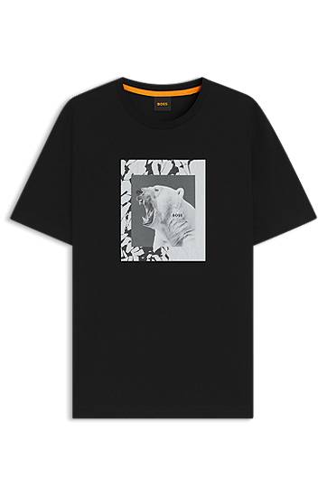 Tričko BOSS Cotton-jersey T-shirt with Roaring Polar Bear Artwork Čierna | 50554615
