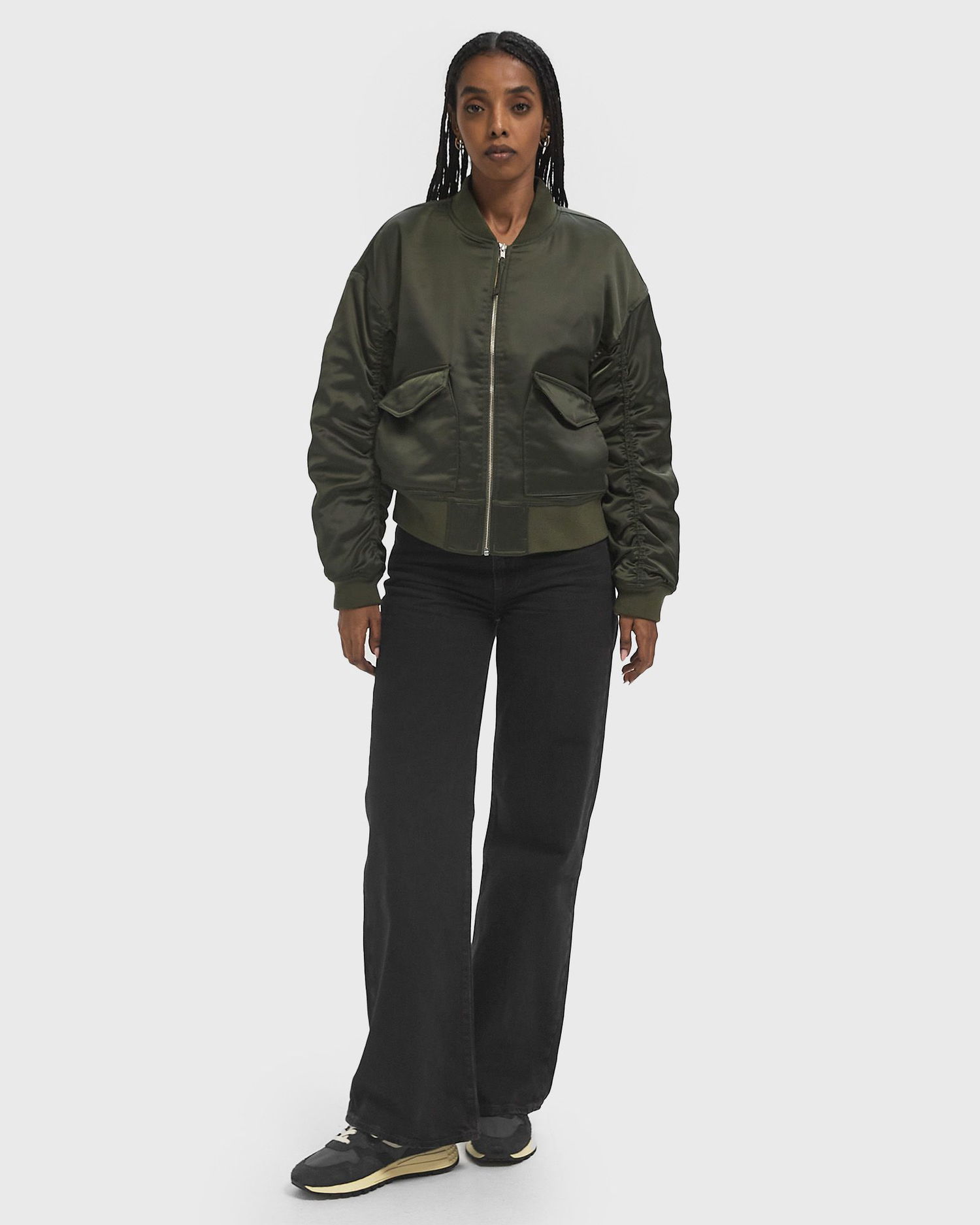 Bomber bunda Levi's ANDY TECHY Satin Bomber Jacket Zelené | A7262-0008, 1