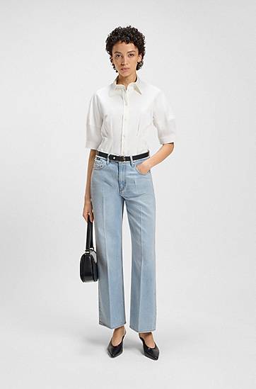 Džínsy BOSS Boyfriend Fit Rigid Denim Jeans Modrá | 50538631, 1