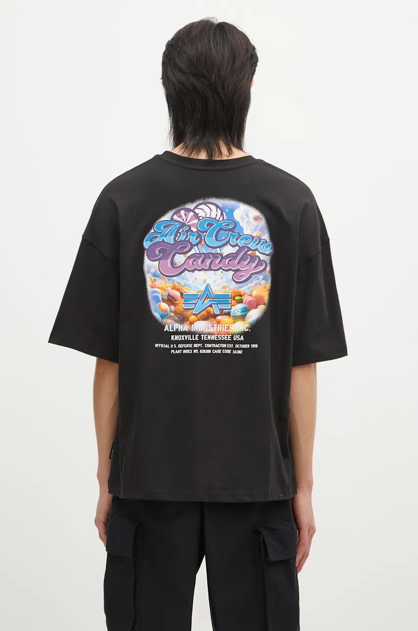 Tričko Alpha Industries Candy Crew T-Shirt With Print Čierna | 148509, 0