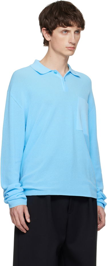 Polo tričko Jacquemus Long-Sleeve Polo 'Le Polo Tricot' with Chest Pocket Modrá | 25HPOM00603AK00274, 1