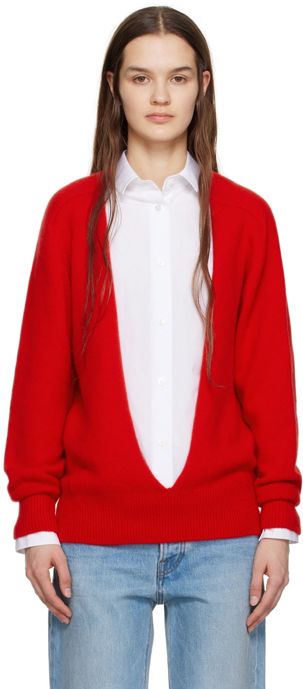 Sveter The Row Deep V Neck Cashmere Sweater Červená | 6997-Y120, 0