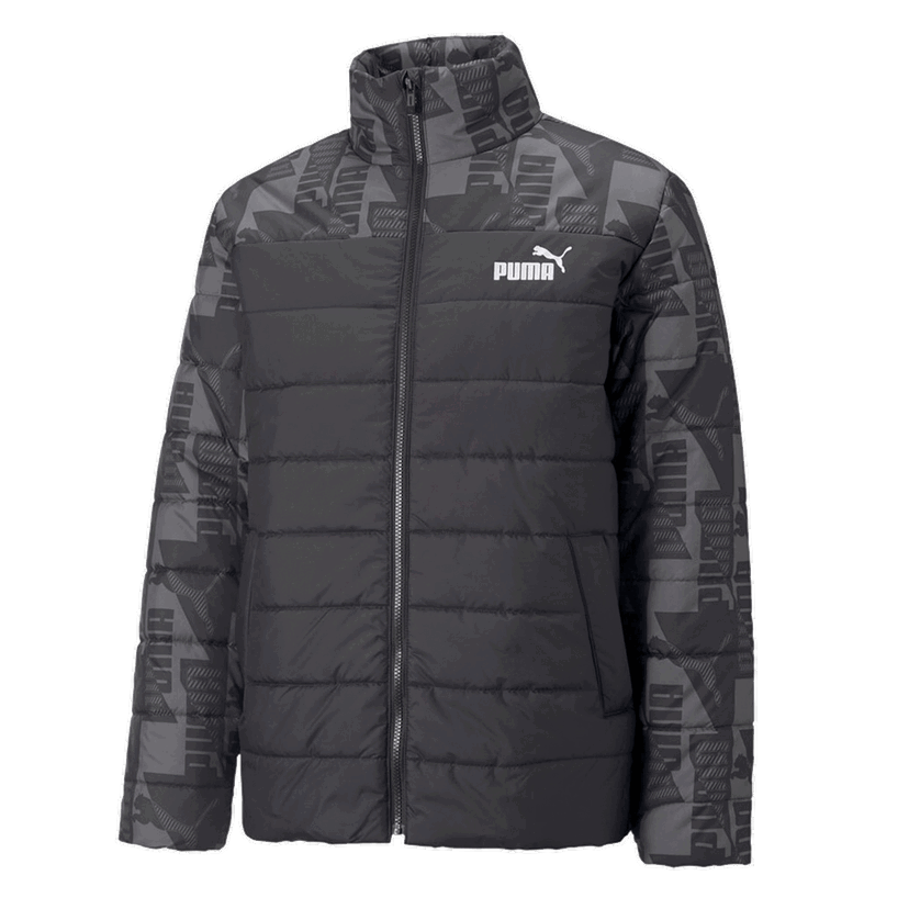 Prešívaná bunda Puma ESS+ Padded AOP Jacket Čierna | 849347-01