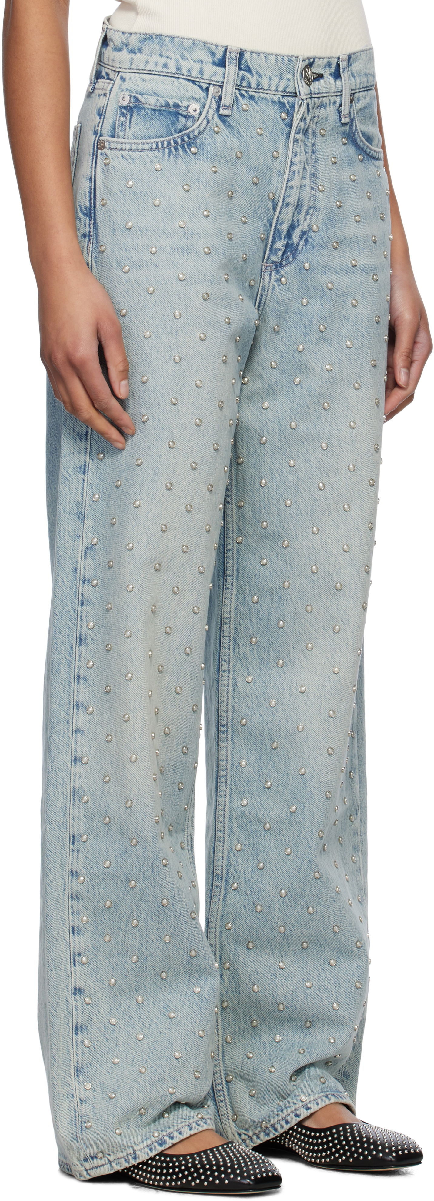 Džínsy rag & bone rag & bone Shea Relaxed Straight Jeans Modrá | WDD24H2998RGDE, 1